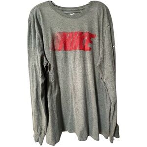 NWT: NIKE Men’s Long Sleeve Grey with Red Graphic Shirt Size XXL